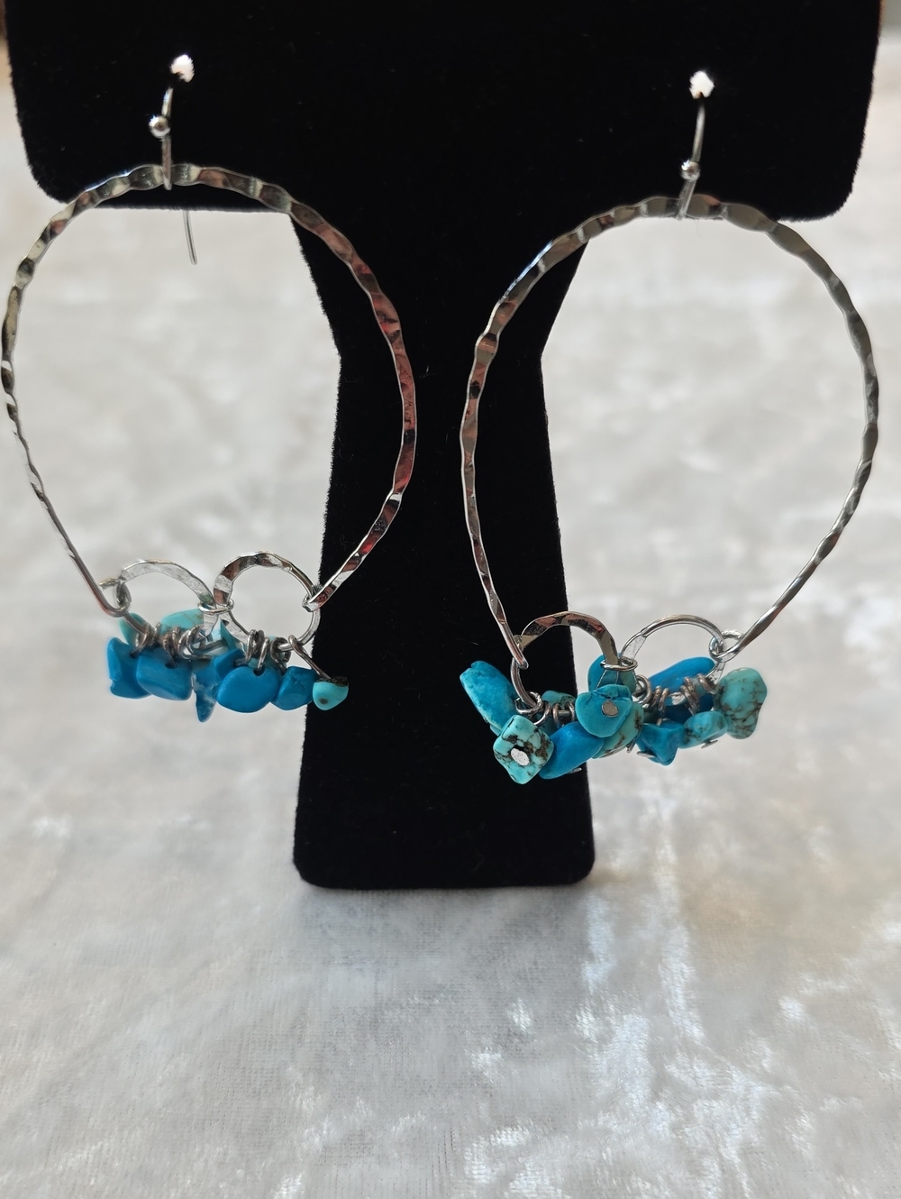 Turquoise Chip Hoop BOHO Southwestern Earrings